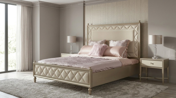 Sypialnia Classic Łóżko Hotelowe Double Łóżko Design Drewno Luxury