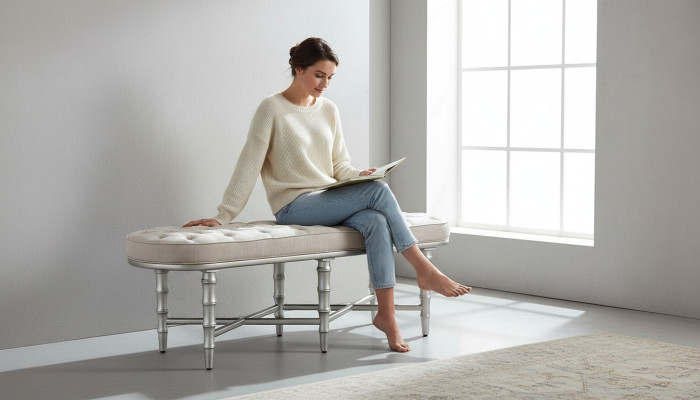 Design Stołek Ławka Meble Luksusowy Pufowy Podnóżek Taboret Tapicerowany
