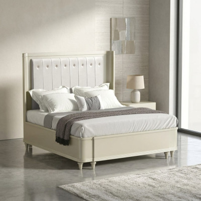 Podkładka Design Luksusowe Łóżko 180 x 200cm Materiałowe łóżko Skóra Modern Sypialnia