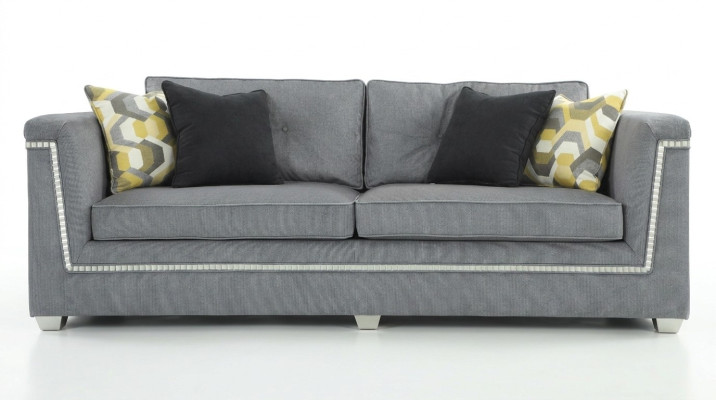Zestaw sofowy 3+1 Szary Salon Włókienniczy Meble tapicerowane Nowoczesna Sofa
