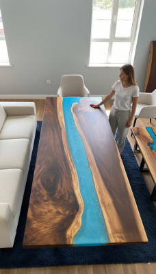 stoły Stół obiadowy Design Tabela Modern Sea River Meble stoły Epoksydowe