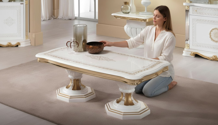 Luksusowy stolik kawowy do salonu Design stoły Style Meble Prostokątny drewniany stół