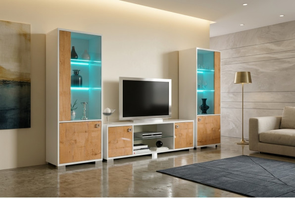 Komoda RTV Design Wysoki Połysk Niski Kredens Nowa Deska Ściana Luxury Szafa