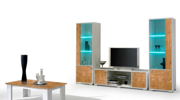 Jednostka ścienna 3 szt. rtv + 2x Gablota Design Meble Włoskie Meble do Salonu Luksusowe Meble