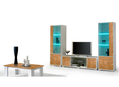Jednostka ścienna 3 szt. rtv + 2x Gablota Design Meble Włoskie Meble do Salonu Luksusowe Meble
