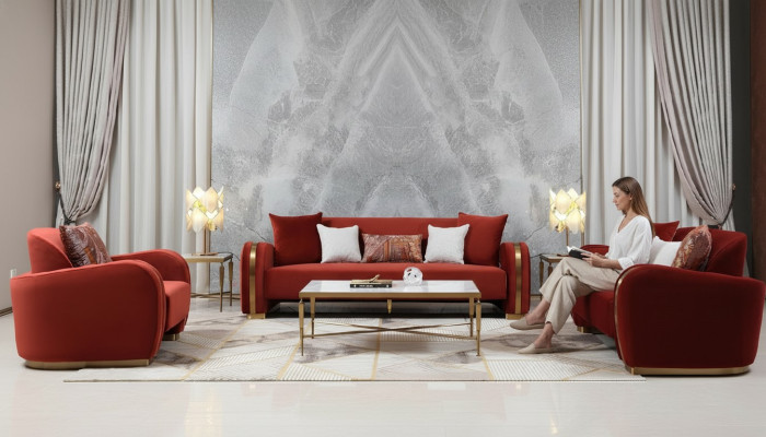 Sofa Trzyosobowa Podkładka Design Sofa Sofa 3-osobowa Siedziba Sofy Włókiennicze Design Sofa Meble Nowość