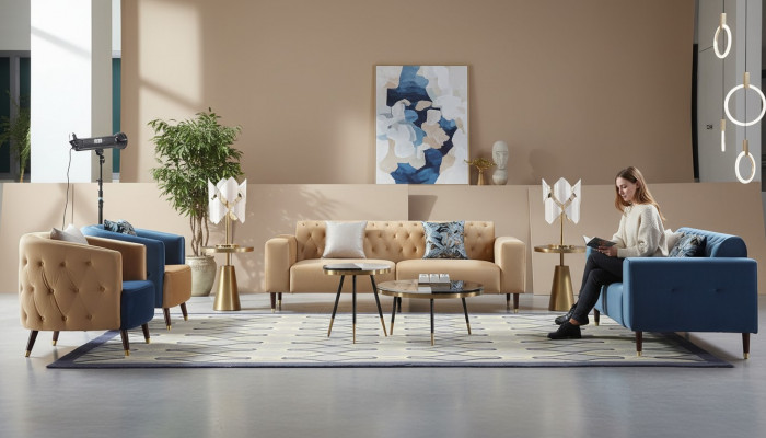 Design Meble Salon Sofa Zestaw sofowy Kanapy Sofa Obcios 3+2+1+1 4-częściowa.