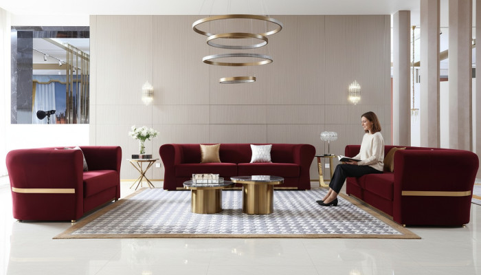 Sofa Trzyosobowa Podkładka Design Sofa Modern Siedziba 242 x 93 Sofy Pokój Meble