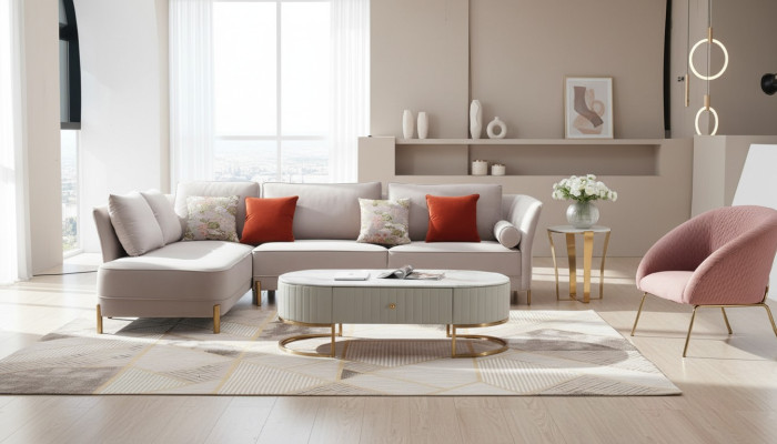 Narożnikowa kanapa Nowoczesna sofa w kształcie litery L Narożnikowa kanapa w kształcie litery L Żywy krajobraz Couch Narożnikowa kanapa Podkładka
