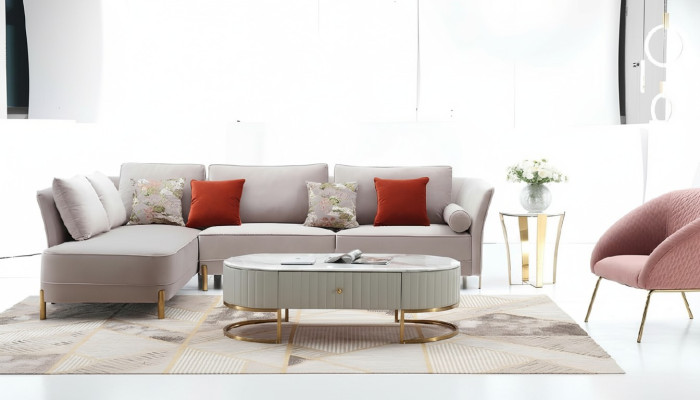 Narożnikowa kanapa Nowoczesna sofa w kształcie litery L Narożnikowa kanapa w kształcie litery L Żywy krajobraz Couch Narożnikowa kanapa Podkładka