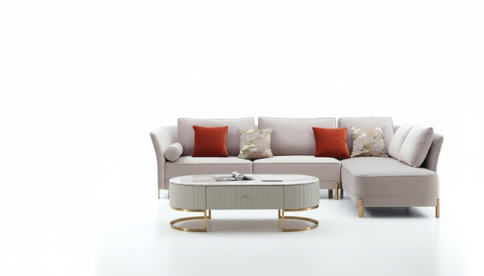 Nowoczesna sofa do salonu Narożnikowa kanapa w kształcie litery L stolik kawowy Narożnikowa kanapa Podkładka 2szt. Ustaw nowy