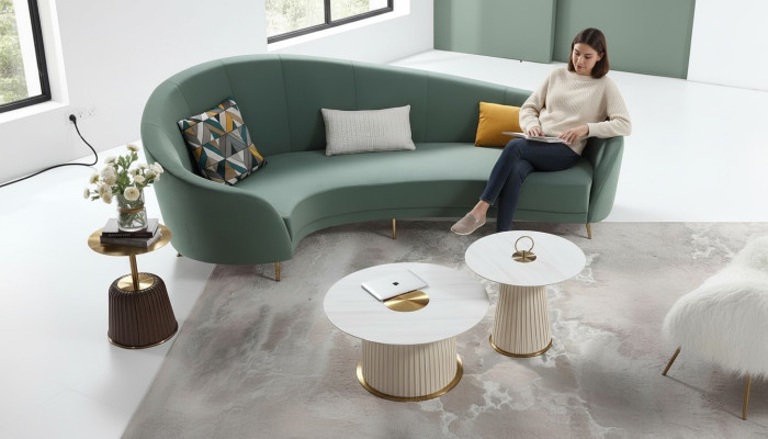 Okrągły Sofa + stolik kawowy Nowoczesna sofa do salonu stolik kawowy Meble Kompletny zestaw