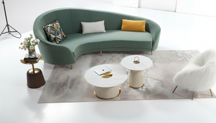 Okrągły Sofa + stolik kawowy Nowoczesna sofa do salonu stolik kawowy Meble Kompletny zestaw