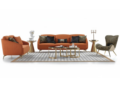Sofa Trzyosobowa Podkładka Design Sofa Nowoczesna 3-osobowa Siedziba Sofy Pokój Meble Orange