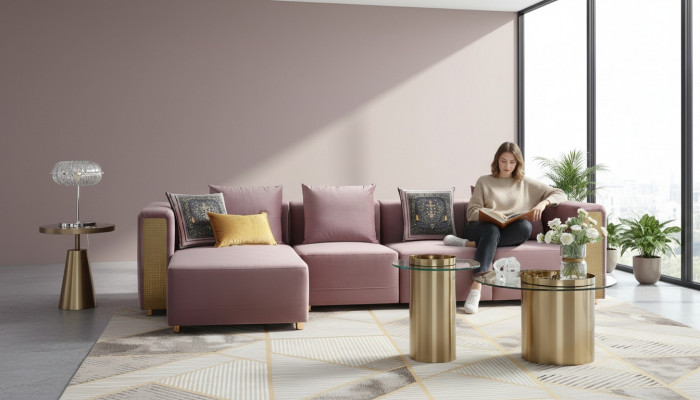 Narożnikowa kanapa stolik kawowy w kształcie litery L Podkładka Narożnik salon luksusowe meble sofa kanapa 3-częściowa