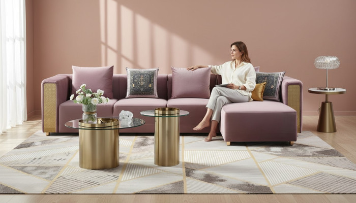 Narożnikowa kanapa Sofa w kształcie litery L Sofa Design Kanapy Podkładka Włókienniczy Modern New Narożnik Ustaw