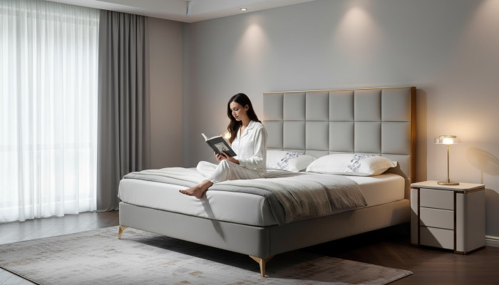 Design Łóżko Sypialnia łóżko Włókienniczy Hotel Luxury Podkładka Siedziba Materiał Meble Nowe