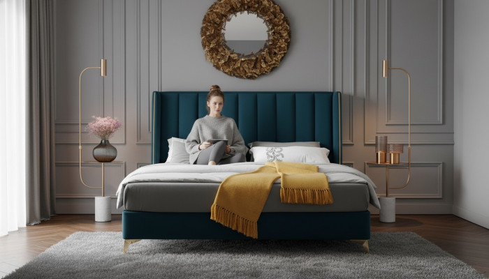Luksusowe łóżko podwójne łóżko sypialniane łóżko tapicerowane designerskie łóżko