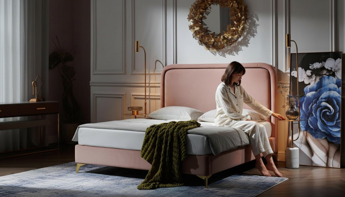 Podwójne łóżko łóżko podwójne design luksusowe Luxur łóżko tapicerowane łóżko designerskie 180x200cm Nowość