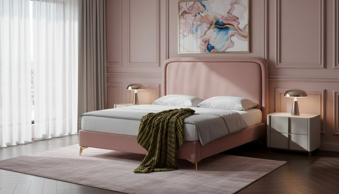 Podwójne łóżko łóżko podwójne design luksusowe Luxur łóżko tapicerowane łóżko designerskie 180x200cm Nowość