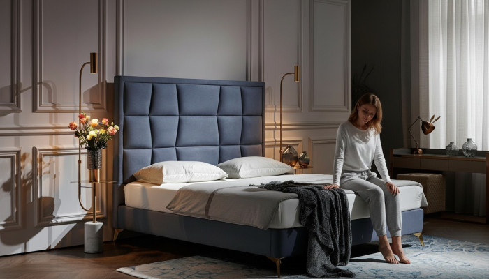 Kompletny Zestaw Sypialnia Łóżko 2x Stolik nocny 3 szt. Zestawy designerskich łóżek luksusowe