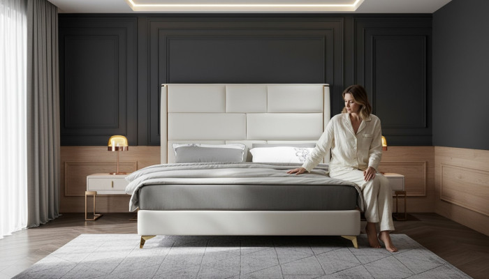 Luksusowa Sypialnia Łóżko Podkładka Design Double Hotel Łóżko Hotel Meble Aksamit Nowość