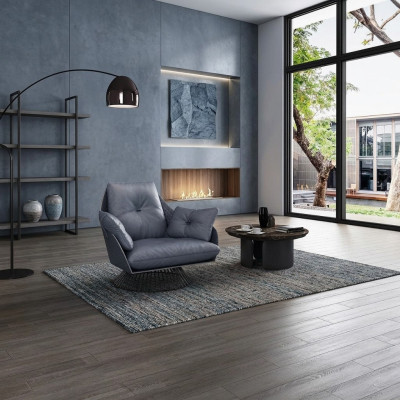 Fotel Design Szara Metalowa Podkładka Relaks Club Lounge Jednoosobowa Podkładka Materiał Skóra