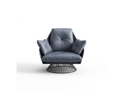 Fotel Design Szara Metalowa Podkładka Relaks Club Lounge Jednoosobowa Podkładka Materiał Skóra