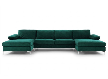 Green Kształt U Narożnikowa kanapa Żywy krajobraz Couch Zestaw narożny Design