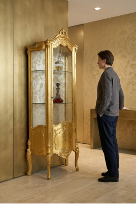 Golden Drewno Gablota Szafa Szkło Szafki Półka Prezentuje włoskie meble nowe