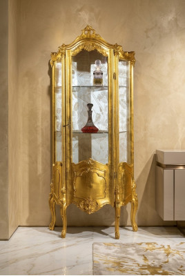 Golden Drewno Gablota Szafa Szkło Szafki Półka Prezentuje włoskie meble nowe