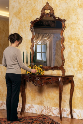 Konsola lustrzana Konsola w stylu country house Toaletka z Lustro Stół konsolowy Brown