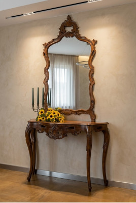 Konsola lustrzana Konsola w stylu country house Toaletka z Lustro Stół konsolowy Brown