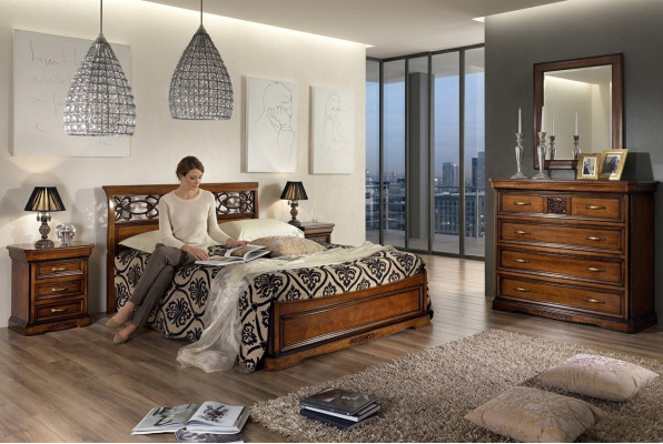 Sypialnia Łóżko Stolik nocny Łóżko Hotelowe Dwuosobowe Zestaw Luxury Design Nowe 3-częściowe Meble