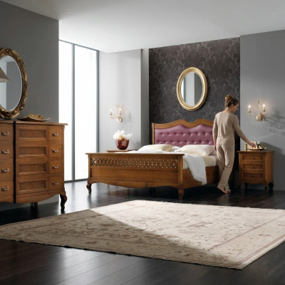 Włoski Designer Sypialnia Łóżko 2x Szafki nocne Kredens 4szt. Ustaw nowy
