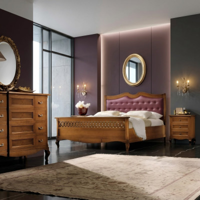 Włoski Designer Sypialnia Łóżko 2x Szafki nocne Kredens 4szt. Ustaw nowy