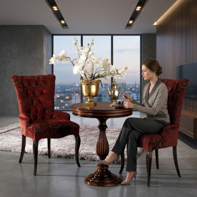 Salon Lehn Krzesła Luxury Fotel Krzesło Drewno Brązowe Włoskie Meble Podkładka