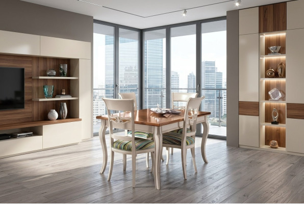 Stół obiadowy + 4x Krzesła Krzesło jadalnia Zestaw restauracyjny Grupa Modern Tabela stoły Ustaw
