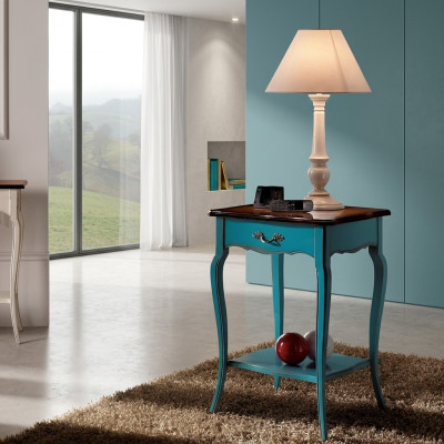 Konsole Stolik nocny Sypialnia Stolik Nowoczesny Design Meble Drewno Azure Blue