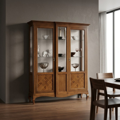 Gablota Drewno Luxury Szafki Classic Kredens Szafa Meble Włoski Brąz