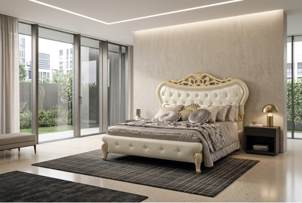 Łóżko Podkładka Design Łóżko podwójne Sypialnia Drewno Chesterfield Rama Łóżka Nowe
