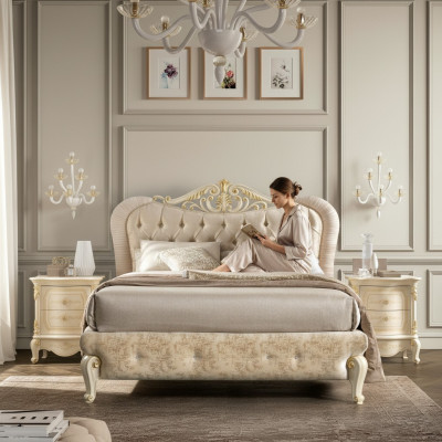 Łóżko Meble Podwójne łóżko Chesterfield Sypialnia Meble Design bed Włochy Nowe