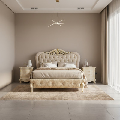 Łóżko Meble Podwójne łóżko Chesterfield Sypialnia Meble Design bed Włochy Nowe