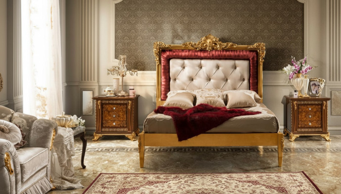 Podwójne łóżko Łóżko Luksusowe łóżko Drewno Ramy łóżka Rama łóżka Brown Design Classic