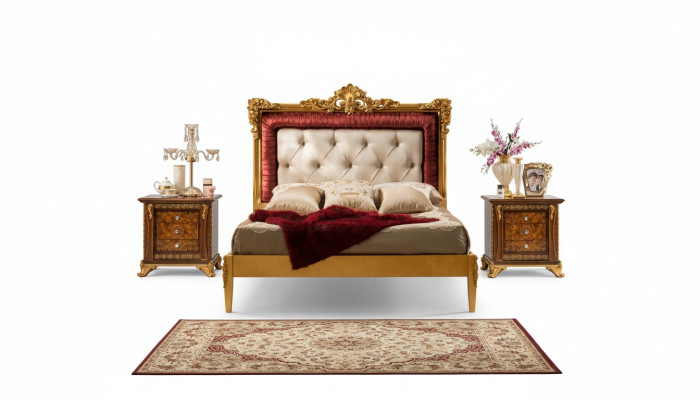 Podwójne łóżko Łóżko Luksusowe łóżko Drewno Ramy łóżka Rama łóżka Brown Design Classic