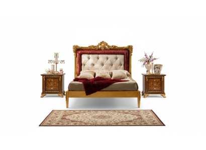 Podwójne łóżko Łóżko Luksusowe łóżko Drewno Ramy łóżka Rama łóżka Brown Design Classic