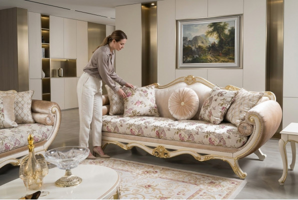 Sofa 3 miejsce do siedzenia Sofy Luksusowa Trzyosobowa Podkładka Design Living Room Classic Meble