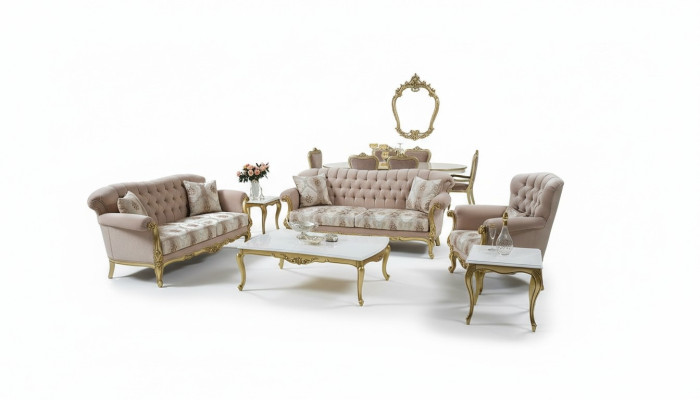 Luksusowa sofa komplet 5 sztuk Zestaw sofowy 3+2+1 stolik kawowy Stolik Fotel
