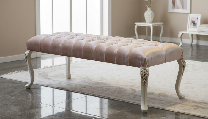 Stołek Podkładka Siedziba Design Włókienniczy Relaks Luxury Kanapa Material Chesterfield