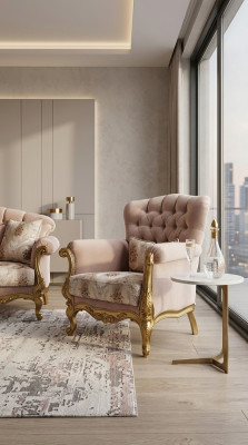 Projekt Fotel Luxus Drewno Meble salon Chesterfield Włókienniczy klasyczny Nowość